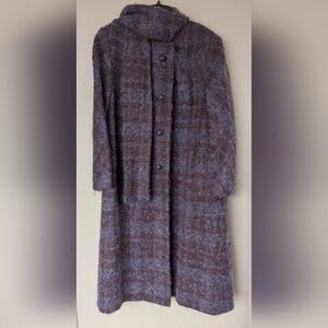 VINTAGE Bromley Purple Plaid Wool Scarf Coat (MEDIUM/LARGE)